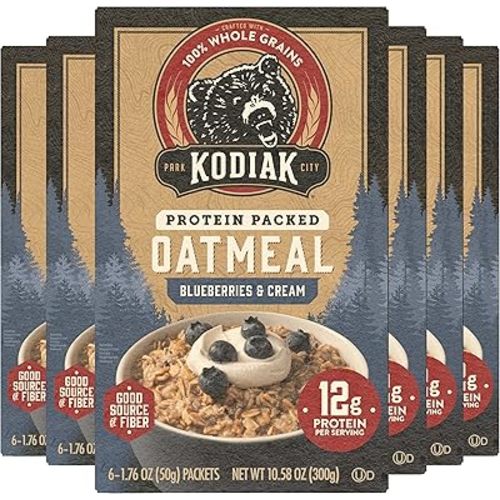 Kodiak Cakes Instant Oatmeal Packets, Apple Cinnamon, High Protein, 100% Whole Grains, 6 boxes with 6 packets each (36 packets)