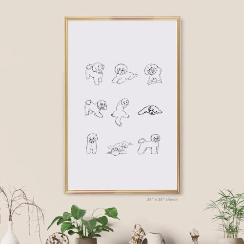 ZUNI Art Poster Print Art Drawing Painting, Bichon Frise Pet Lover Memorial Gift, Dog Mom Gift Artwork Sketch Tote Bag Fluffy Dog - Etsy