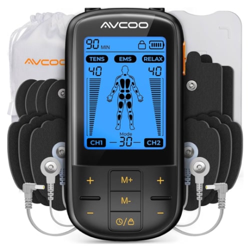 3-in-1 TENS Unit Muscle Stimulator with 30 Modes, 40 Intensities TENS Machine for Gradual Back Pain Relief Therapy, Rechargeable EMS Unit Massager with 12 TENS Electrode Pads, a Storage Bag