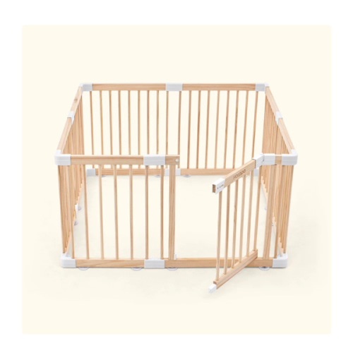 HARPPA Wooden Baby Gate Playpen | Non-Toxic Foldable DIY Adjustable Play Yard for Infants & Toddlers – Natural Finish Baby Fence for Small & Large Spaces