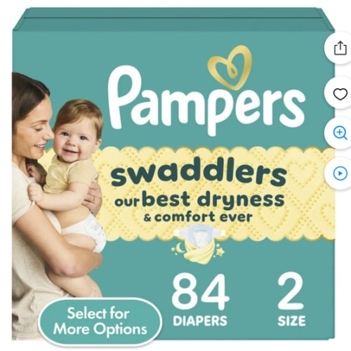 Pampers Swaddlers Diapers, Size 2 (10-22 lbs), 84 Count, Absorbent, Keeps Baby Dry and Comfortable, Skin Safe Disposable Baby Diaper (Packaging May Vary)