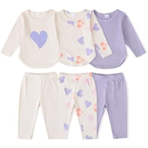 Mioglrie Baby Girl Clothes Infant Fall Outfits Toddler Girl Clothes 6 Pcs Spring Newborn Essentials 3M-3Y Clothing Set