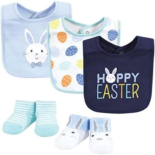 Hudson Baby Unisex BabyCotton Bib and Sock Set