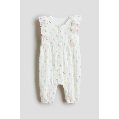 RUFFLE-TRIMMED MUSLIN ROMPER SUIT