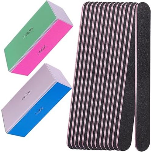 Nail File and Buffer Set, 4 Way Nail Buffers Shine Kit Professional Nail Files for Natural Nails Manicure Filer Filing Polishing Buff Nail Care Smoother Buffing Fingernail 100/120/240/600/3000 Grit