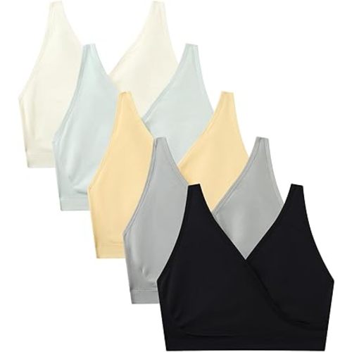 Suekaphin 5pack Nursing Bra Maternity Bra Breastfeeding Sleeping/Sleep Bra Pregnancy Women's Seamless Bralette Wirefree
