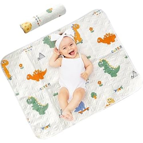 Large Baby Changing Pad, Waterproof Washable Reusable Diaper Changing Mat for Infants Toddlers, Portable Absorbent Leakproof Bed Pad for Nighttime Travel, Extra Large Size (Orange, 70 * 90CM)