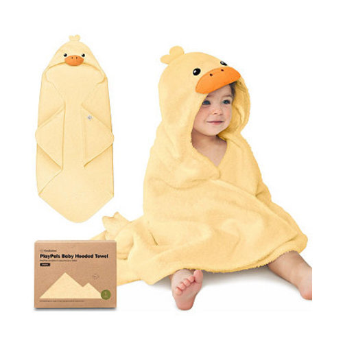 PlayPals Baby Towels with Hood for Girls, Boys, 100% Soft Cotton Hooded Bath Towels for Newborn, Kids