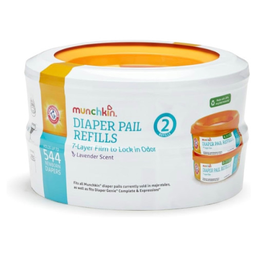 Munchkin® Arm & Hammer Diaper Pail Refill Rings, Holds up to 544 Newborn Diapers, 2 Pack