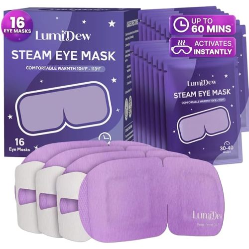 Steam Eye Mask, Self Heating Heated Eye Mask for Sleep, Warm Compress for Eyes, Moist Heat for Dry Eye Relief, Stye Eye Treatment, Spa, Travel Essentials, Unscented 16 Pack
