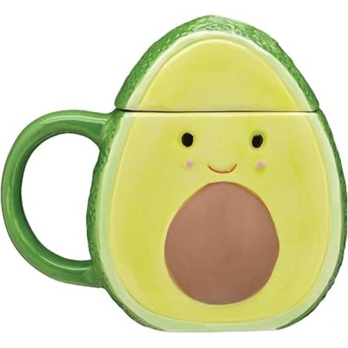 Streamline Imagined Avocado Mug with Lid Topper, 9 oz. Funny Ceramic Coffee Mug