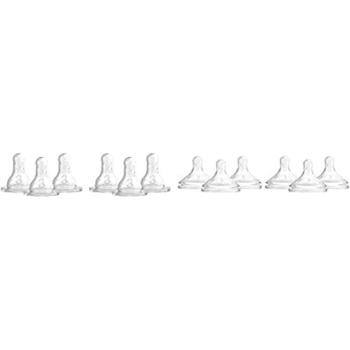 Dr. Brown's Natural Flow Level 3 Narrow and Wide-Neck Baby Bottle Silicone Nipples, Medium-Fast Flow, 6m+, 100% Silicone Bottle Nipples, 6 Pack