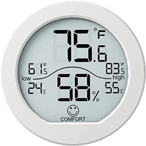 SECRUI Digital Hygrometer Thermometer for Room Temperature Humidity Meter Indoor Thermometer Accuracy Calibration LCD Temperature Sensor with Maximum and Minimum Records, TH1, White
