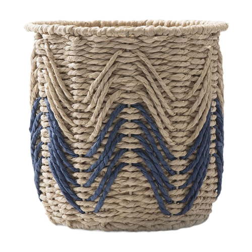 deevoka Handwoven Paper Rope Storage Basket Organizer And Decor with Handle, Storage Bin Blue
