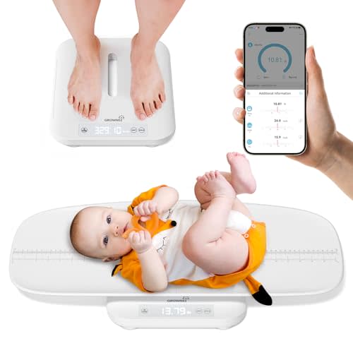 GROWNSY Smart Baby/Pet Scale,Digital Baby Weight Scale with App for Tracking Growth of Infant, Toddler,Puppy,and CatSupports Up to 330 lbs, with Hold Function, 27-inch Height Measurement,5 Units