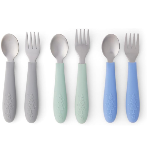 Amazon.com: Elk and Friends Baby/Toddler Silverware with Silicone Handles | 6pcs | Kids Utensils | Stainless Steel Cutlery | Spoons + Forks | Childrens Flatware | Dishwasher Safe : Baby