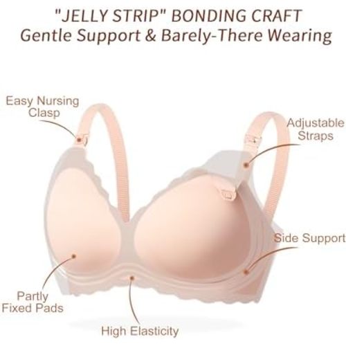 As Fairy Nursing Bras for Breastfeeding Wavy Seamless Comfort Maternity Bralette Wireless Pregnancy Sleep Bra with Support