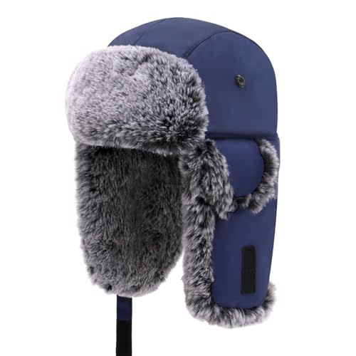 Toddler Kids Trapper Hat Boys Girls Winter Hat with Ear Flaps 1-8T | Snow Hat, Bomber Hat, Waterproof, Warm Plush Lining, Thick Cotton Padding, Ideal for Skiing & Winter Outdoor Activities