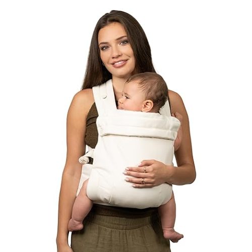 Infantino Honey Blossom Baby Carrier Ergonomic 7-40 lbs, Vanilla Bloom | Hip healthy M-position support, Adjustable sliding seat, Padded cross-back straps for comfort, For parents on-the-go