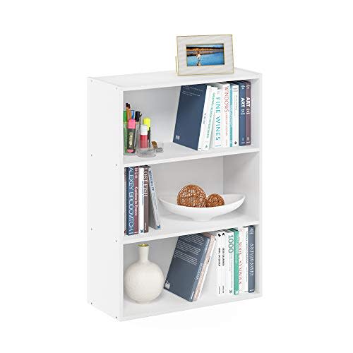 Furinno PASIR Book Shelf, 3-Tier Bookshelf, Bookcase, 9.7" x 23.7" x 31.5", for Living Room, Bedroom, Home Office, Plain White