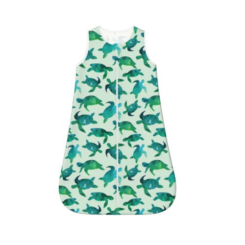 Fotbe Green Sea Turtle Pattern Sleep Sack - Baby Wearable Blanket with Zipper, Extra Soft Cotton Sleeveless Sleeping Bag for Infants-Medium