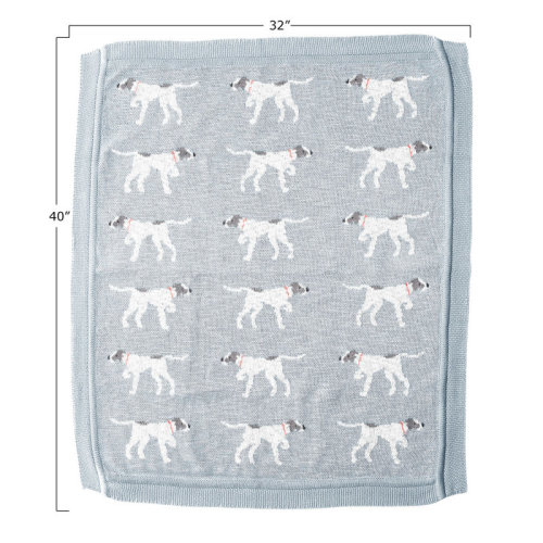 Rosalind Wheeler Kiley Cotton Knit Baby Blanket with Dog & Reviews | Wayfair