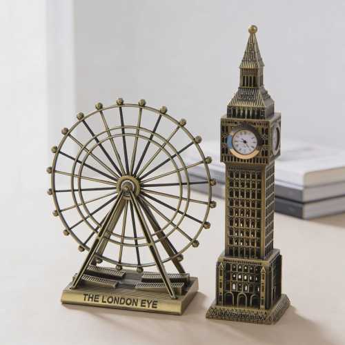 Big Ben Clock Model with Ferris Wheel – London Landmark Desktop Decor