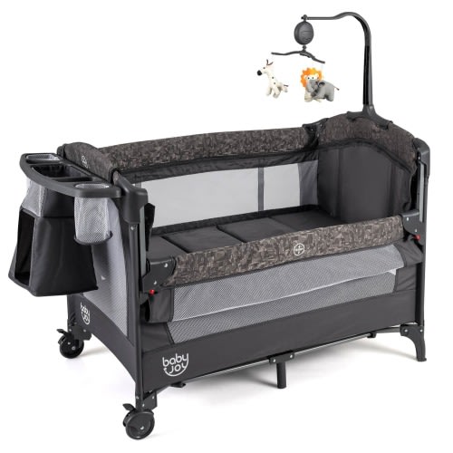 Costway 4-in-1 Adjustable Baby Bedside Sleeper with Bassinet Mattress - as pic shows - See Details