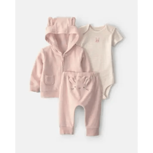 Baby Girl 3-Piece Bunny Terry Layering Set - Pink | Carter's