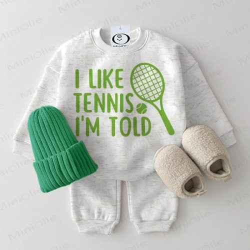 I LIKE TENNIS. TOLD Baby 2-piece Light Grey Set