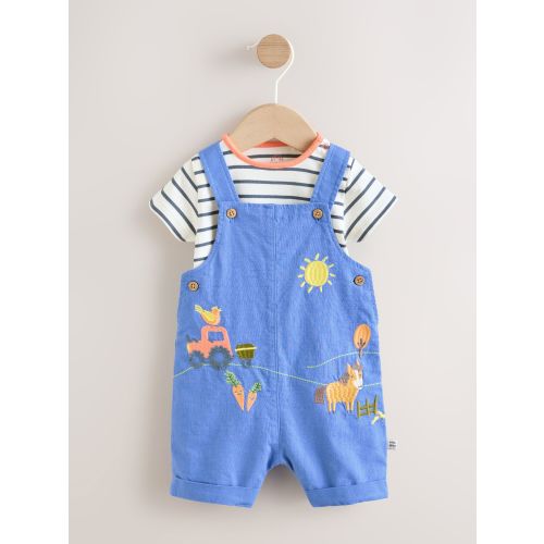 Blue Farm Dungarees And Bodysuit Baby Set