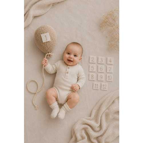 Baby Milestone Balloon Set, Monthly Photo Prop, Neutral Nursery Decor, First Year Tracker