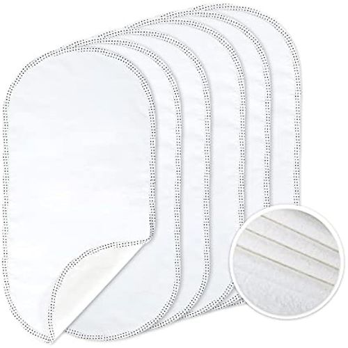 6PK Larger Softer Changing Pad Liners Waterproof, 24" x 12" Washable Reusable Flannel Cotton Changing Table Cover Liners Leakproof, Portable Baby Changing Mat for Boys Girls, White