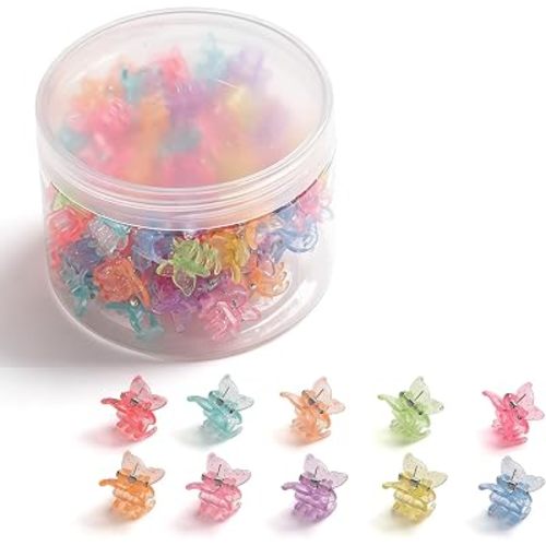 Mini Glitter Butterfly Hair Clips 100Pcs, Small Hair Clips Mini Claw Clips 90s Y2K Tiny Jaw Clips Hair Pins Barrettes Cute Hair Accessories for Women Baby Girls Kids Teens