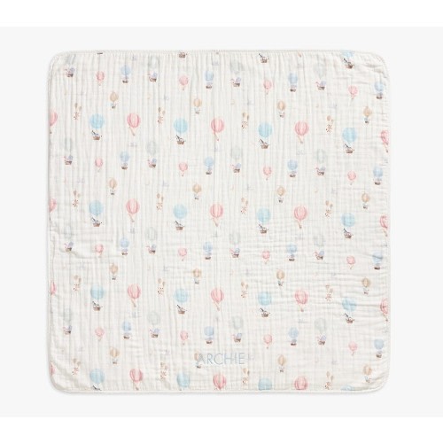 Hot Air Balloon Oversized Organic Muslin Baby Blanket