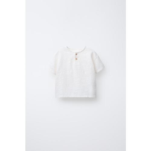 COMBINATION TEXTURE HENLEY SHIRT - Oyster-white | ZARA United States