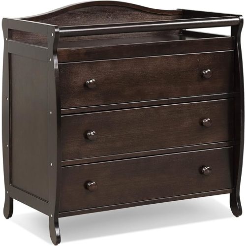 Costzon 3-Drawer Changing Table, Infant Diaper Changing Station with Drawers, Safety Rails & Strap, Baby Changing Table Dresser for Nursery, Easy Assembly (Brown)