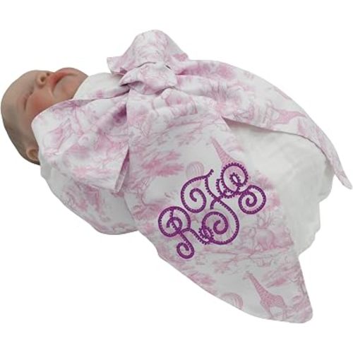 Morxy Personalized Newborn Swaddle Sash: Custom Cotton Big Bow for Baby Boys & Girls - Photography Prop & Nursery Decor