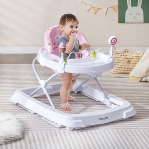 Foldable Baby Activity Walker with Adjustable Height and Detachable Seat Cushion