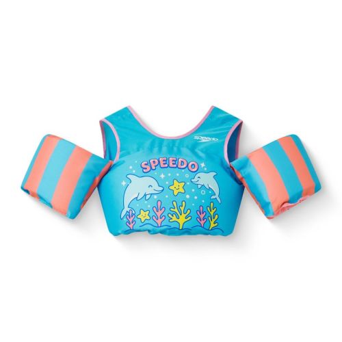 Speedo Splash Jammer Dolphriends Kids' Life Jacket Vest - Teal/Pink Youth Jacket (Size by Weight)