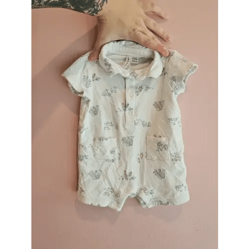 Janie and Jack Farm Animal Romper Cow Chickens