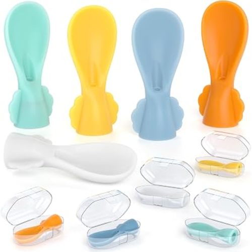 Baby Food Pouch Spoon Attachments, 5 Pack Silicone Toppers with Case