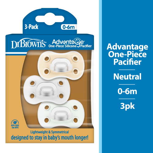 Dr. Brown's Advantage Fully Symmetrical Silicone Baby Pacifier 0-6 Months 3 Pack