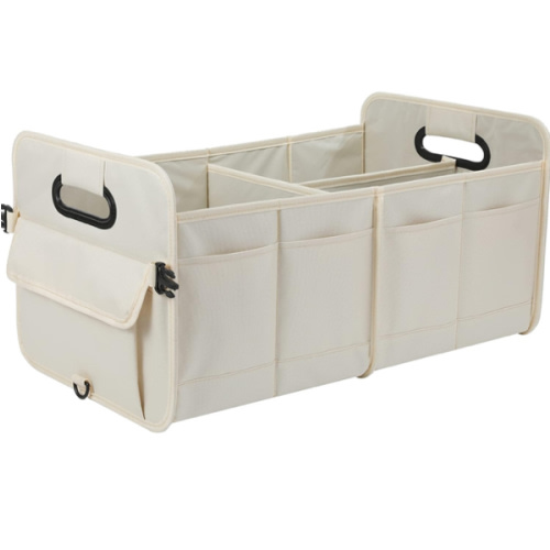 Car Trunk Organizer Car Storage Organizer Collapsible Multi Compartment Car Organizer Adjustable Straps for SUV(Beige)
