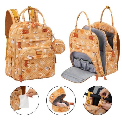 BabbleRoo Diaper Bag Backpack Stylish 26L Hands Free Baby Bag with Changing Pad, Stroller Straps & Water-Resistant Pañaleras , Safari, Large
