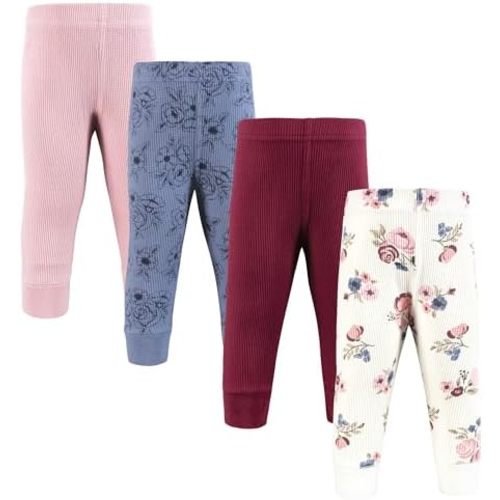 Hudson Baby Unisex Baby Thermal Tapered Ankle Pants 4pk, Acorn Botanical