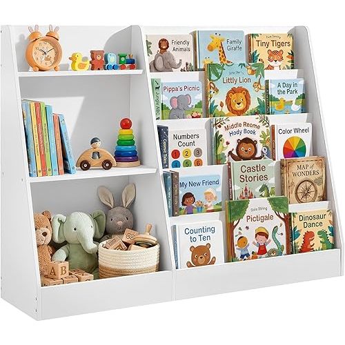 SONGMICS Kids Bookcase, 5-Tier Wooden Montessori Bookshelf and Toy Storage
