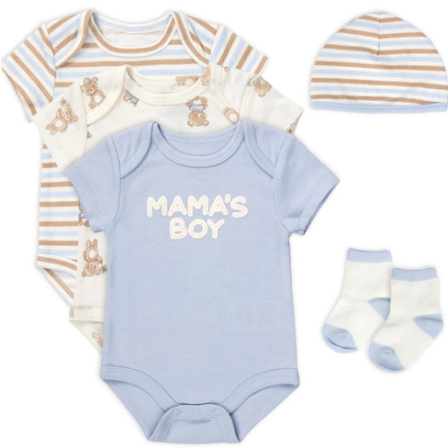 Baby Essentials Baby Boys 5 Piece Bodysuit Set