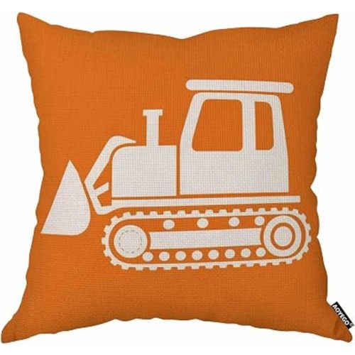 AOYEGO Crane Throw Pillow Cover Truck Heavy Grader Machine Icon Silhouette Digger Icon Industry Cartoon Pillow Case 18x18 Inch Decorative Men Women Room Cushion Cover for Home Couch Bed