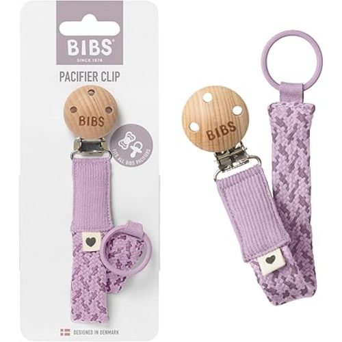 BIBS Paci Braid. Pacifier String. Organic Cotton. Danish Design, OneSize (0-36 Months), Violet Sky/Mauve